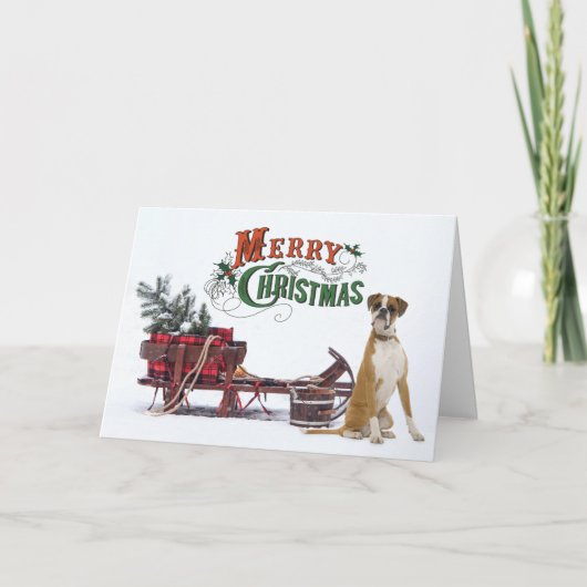 Cartes Pour Fêtes Annuelles Noël Boxer Rustique (Devant)