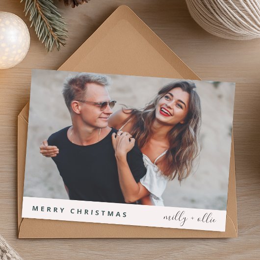 Cartes Pour Fêtes Annuelles Noël branché | Photo moderne élégante en couple