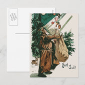 Cartes Pour Fêtes Annuelles Noël Brown du père noël de robe longue (Devant / Derrière)