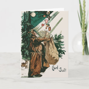 Cartes Pour Fêtes Annuelles Noël Brown du père noël de robe longue
