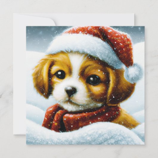 Cartes Pour Fêtes Annuelles Noël budget chiot de Noël (Devant)