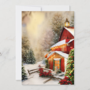 Cartes Pour Fêtes Annuelles Noël budget de grange enneigée