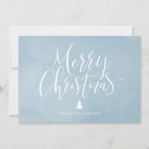 Cartes Pour Fêtes Annuelles Noël calligraphie manuscrite simple bleue