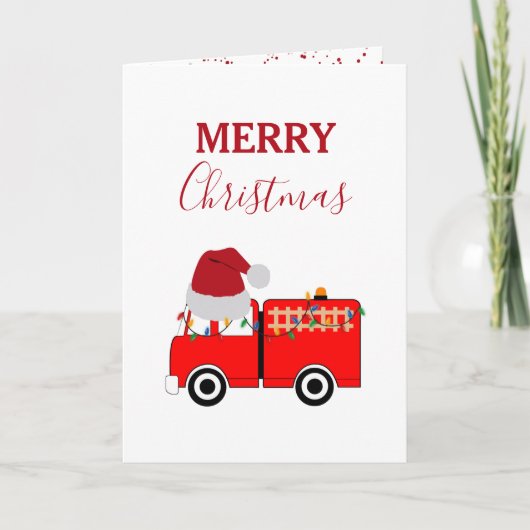 Cartes Pour Fêtes Annuelles Noël Camion de feu rouge Noël (Devant)