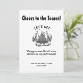 Cartes Pour Fêtes Annuelles Noël Camp Fire Pine Extérieur Aventure Noir (Debout devant)