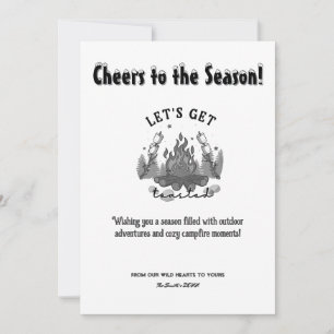 Cartes Pour Fêtes Annuelles Noël Camp Fire Pine Extérieur Aventure Noir