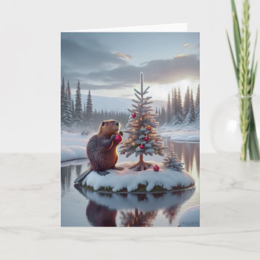 CARTES POUR FÊTES ANNUELLES NOËL CASTOR - FAUNE ET FLORE (Devant)