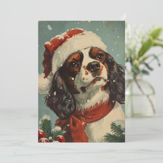 Cartes Pour Fêtes Annuelles Noël Cavalier King Charles Spaniel (Debout devant)