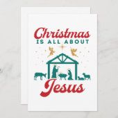 Cartes Pour Fêtes Annuelles Noël, c'est la scène de la Nativité Jésus (Devant / Derrière)