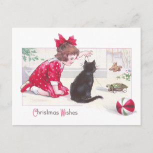 Cartes Pour Fêtes Annuelles Noël Chat Montres Tortue Jouet à la tire Vintage