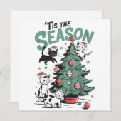 Cartes Pour Fêtes Annuelles Noël Chat Retro C'Est La Saison Meowa Catmas (Devant / Derrière)