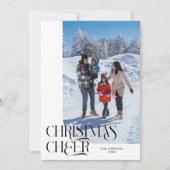 Cartes Pour Fêtes Annuelles Noël Cheer Elegant Blanc Photo de Noël (Devant)