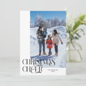Cartes Pour Fêtes Annuelles Noël Cheer Elegant Blanc Photo de Noël (Debout devant)