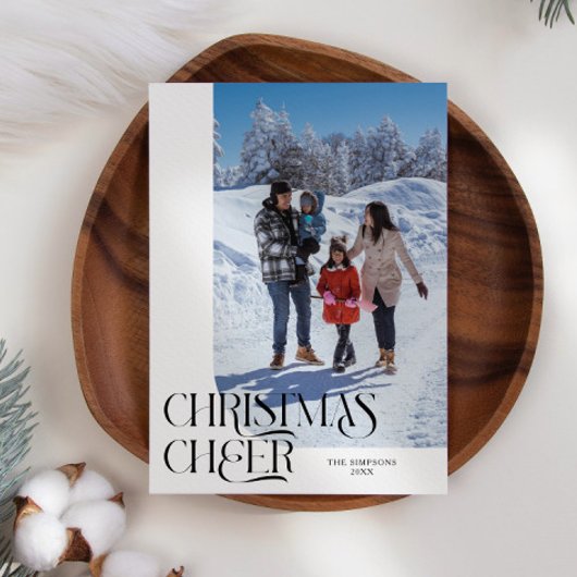 Cartes Pour Fêtes Annuelles Noël Cheer Elegant Blanc Photo de Noël