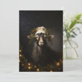 Cartes Pour Fêtes Annuelles Noël Chèvre Lumière de Noël (Debout devant)