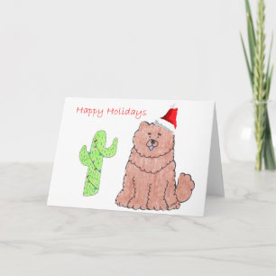 Cartes Pour Fêtes Annuelles Noël Chow Chow Red Cactus