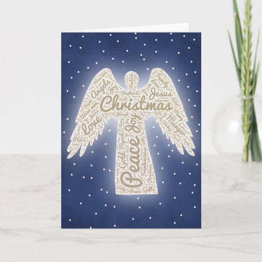 Cartes Pour Fêtes Annuelles Noël chrétien avec angel de typographie (Devant)
