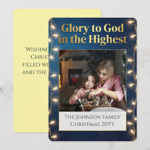 Cartes Pour Fêtes Annuelles Noël chrétien Gloire à Dieu Une Photo Or