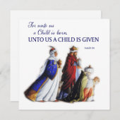 Cartes Pour Fêtes Annuelles Noël chrétien Pour nous un enfant est donné (Devant / Derrière)