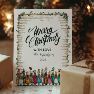 Cartes Pour Fêtes Annuelles Noël Classique avec Holly et les Chanteurs de Noël