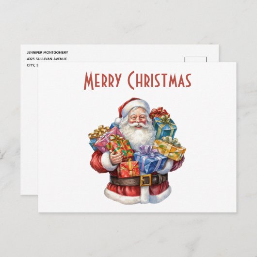 Cartes Pour Fêtes Annuelles Noël classique de Jolly Santa Claus (Devant / Derrière)