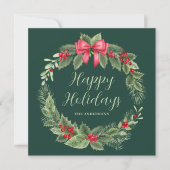 Cartes Pour Fêtes Annuelles Noël classique de la couronne verte (Devant)