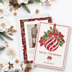 Cartes Pour Fêtes Annuelles Noël classique de l'ornement rouge