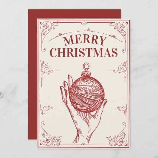 Cartes Pour Fêtes Annuelles Noël classique du millésime (Devant / Derrière)