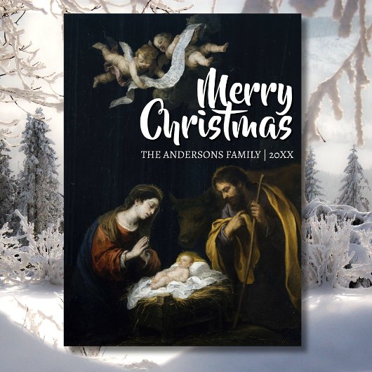 Cartes Pour Fêtes Annuelles Noël classique Joyeux Nativité Murillo