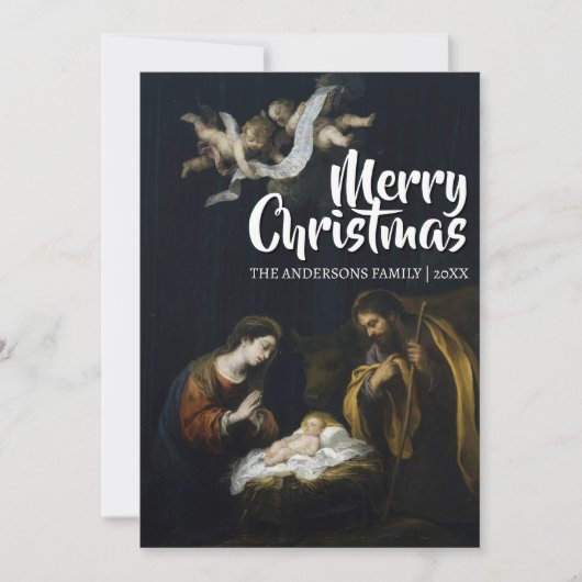 Cartes Pour Fêtes Annuelles Noël classique Joyeux Nativité Murillo (Devant)
