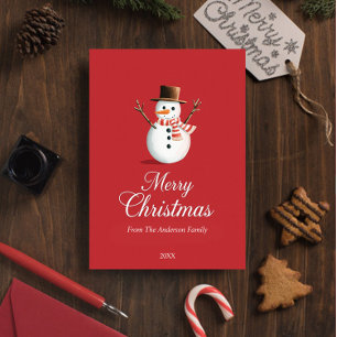 Cartes Pour Fêtes Annuelles Noël classique Red Snowman
