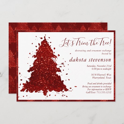 Cartes Pour Fêtes Annuelles Noël classique | Rich Crimson Tree Trim Party (Devant / Derrière)