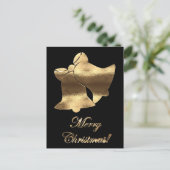 Cartes Pour Fêtes Annuelles Noël cloches Black et Gold Festive Élégant (Debout devant)