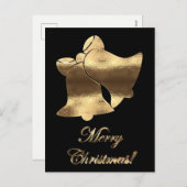 Cartes Pour Fêtes Annuelles Noël cloches Black et Gold Festive Élégant (Devant / Derrière)