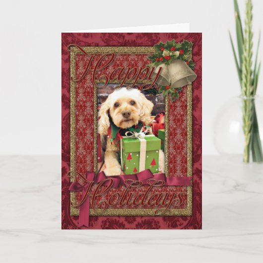 Cartes Pour Fêtes Annuelles Noël - Cockapoo - remorque (Devant)