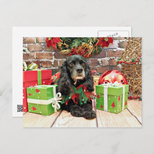 Cartes Pour Fêtes Annuelles Noël - cocker - lis (Devant / Derrière)