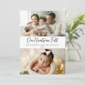 Cartes Pour Fêtes Annuelles Noël Coeurs complets Famille Élégante Bébé 2 Photo (Debout devant)