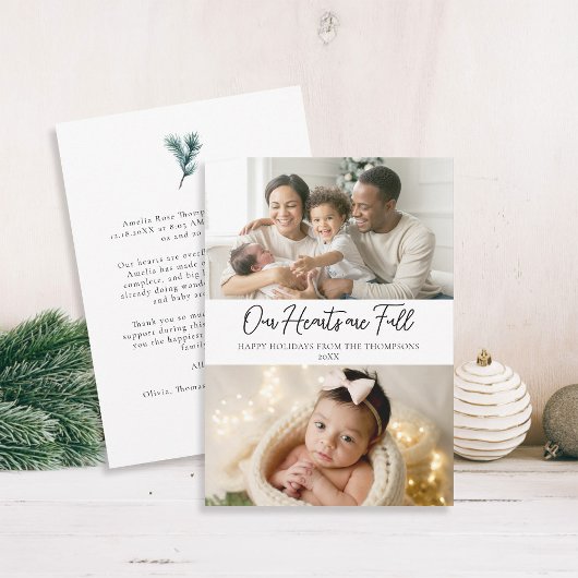 Cartes Pour Fêtes Annuelles Noël Coeurs complets Famille Élégante Bébé 2 Photo