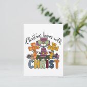 Cartes Pour Fêtes Annuelles Noël commence avec le Christ Jésus Dieu laid Noël (Debout devant)