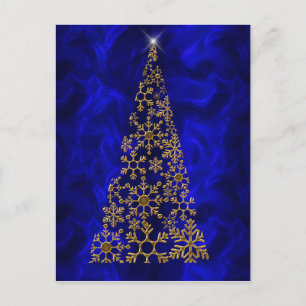 Cartes Pour Fêtes Annuelles Noël contemporain or et bleu