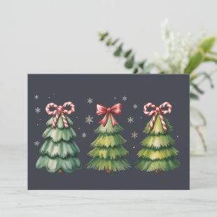 Cartes Pour Fêtes Annuelles Noël Coquette Arbre Nœud Vacances d'Hiver