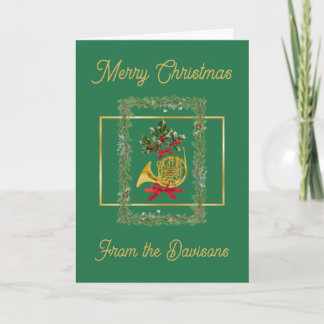 Cartes Pour Fêtes Annuelles Noël cor d'harmonie vert élégant