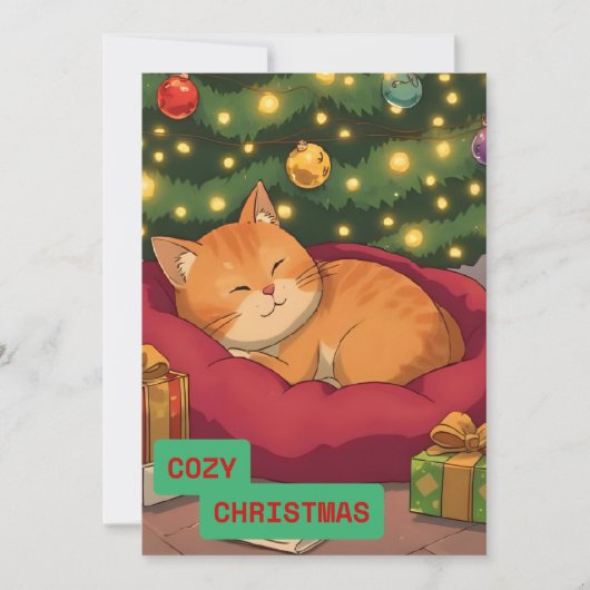 Cartes Pour Fêtes Annuelles Noël cosy avec un mignon chat (Devant)
