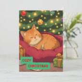 Cartes Pour Fêtes Annuelles Noël cosy avec un mignon chat (Debout devant)