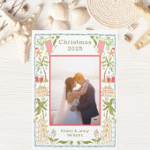 Cartes Pour Fêtes Annuelles Noël côtier avec frontière de plage