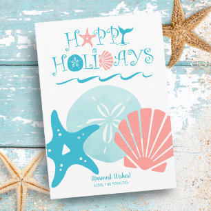 Cartes Pour Fêtes Annuelles Noël côtier Coquillages Joyeuses Fêtes