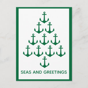 Cartes Pour Fêtes Annuelles Noël côtier d'arbre nautique d'Ancre