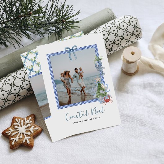 Cartes Pour Fêtes Annuelles Noel côtier | Élégante photo de Noël côtier