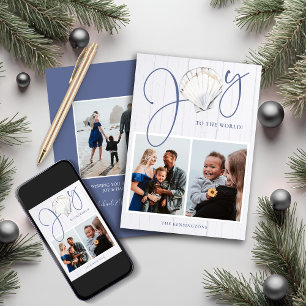 Cartes Pour Fêtes Annuelles Noël côtier Joy Seashell Holiday 3 Photos