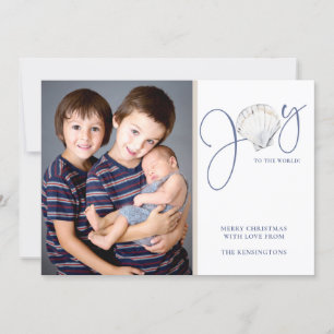 Cartes Pour Fêtes Annuelles Noël côtier Joy Seashell Holiday Photo